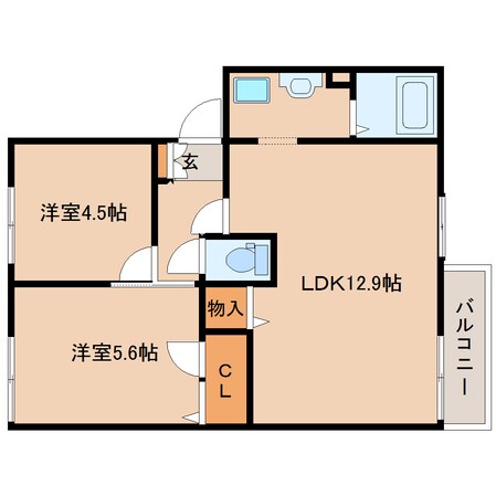 畝傍御陵前駅 徒歩5分 2階の物件間取画像